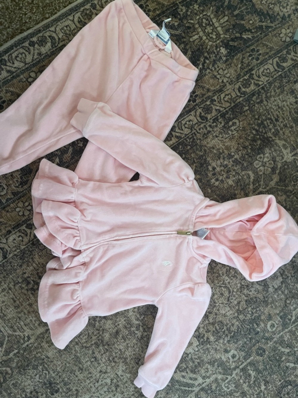 Ralph Lauren Pink Hooded Peplum Sweatshirt and Sweatpants Set